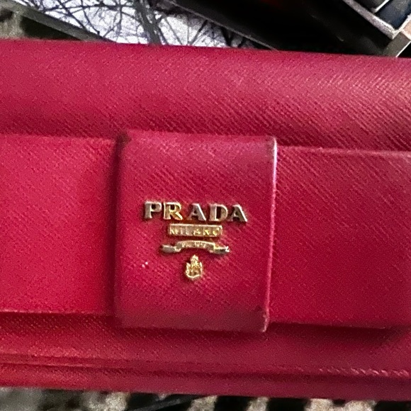 Prada Saffiano Leather Bow Wallet Pink - Picture 2 of 16
